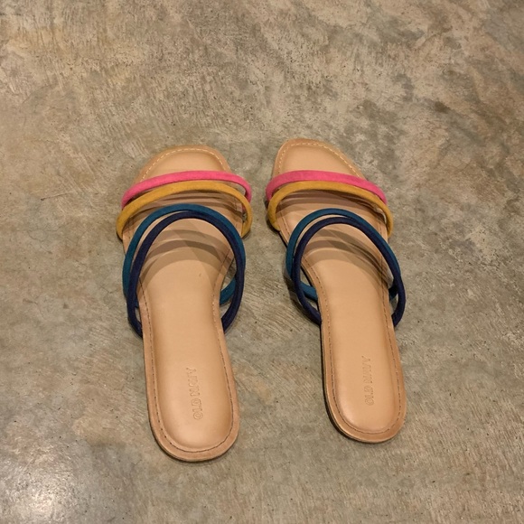 Velvety Color Band Padded Sole Flat Heel Slide Sandals Old Navy Women Size 10 - Picture 8 of 10